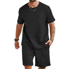 Sports Casual Suit Solid Color Round Neck T-shirt Shorts