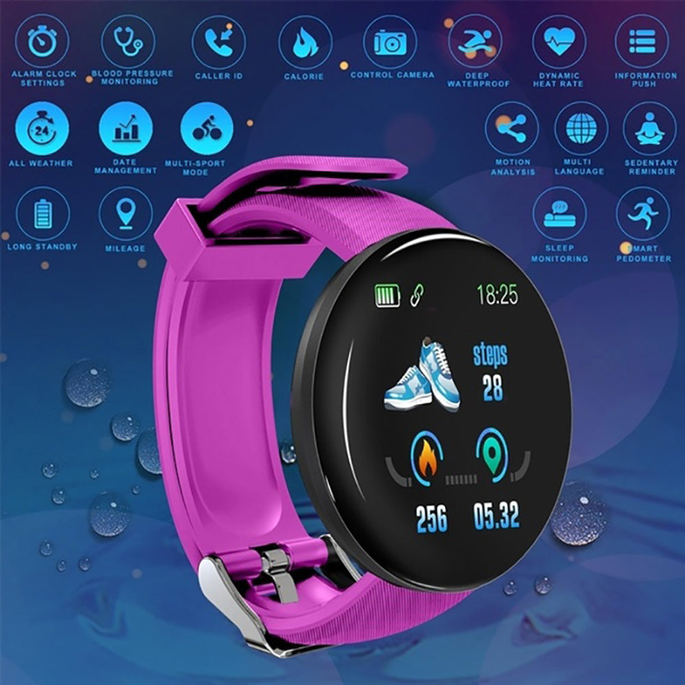 D18 Bluetooth Smart Watch, Men Women Blood Pressure Heart Rate Monitor Smart Watch, Pedometer Sport Tracker Smart Band For Android IOS Pi-Mart