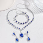 Diamond Necklace Earrings And Bracelet Three Piece Jewelry Set Pi-Mart