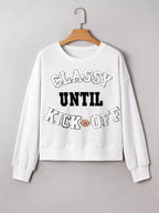Plush Letter Patched Loose Sweatshirt