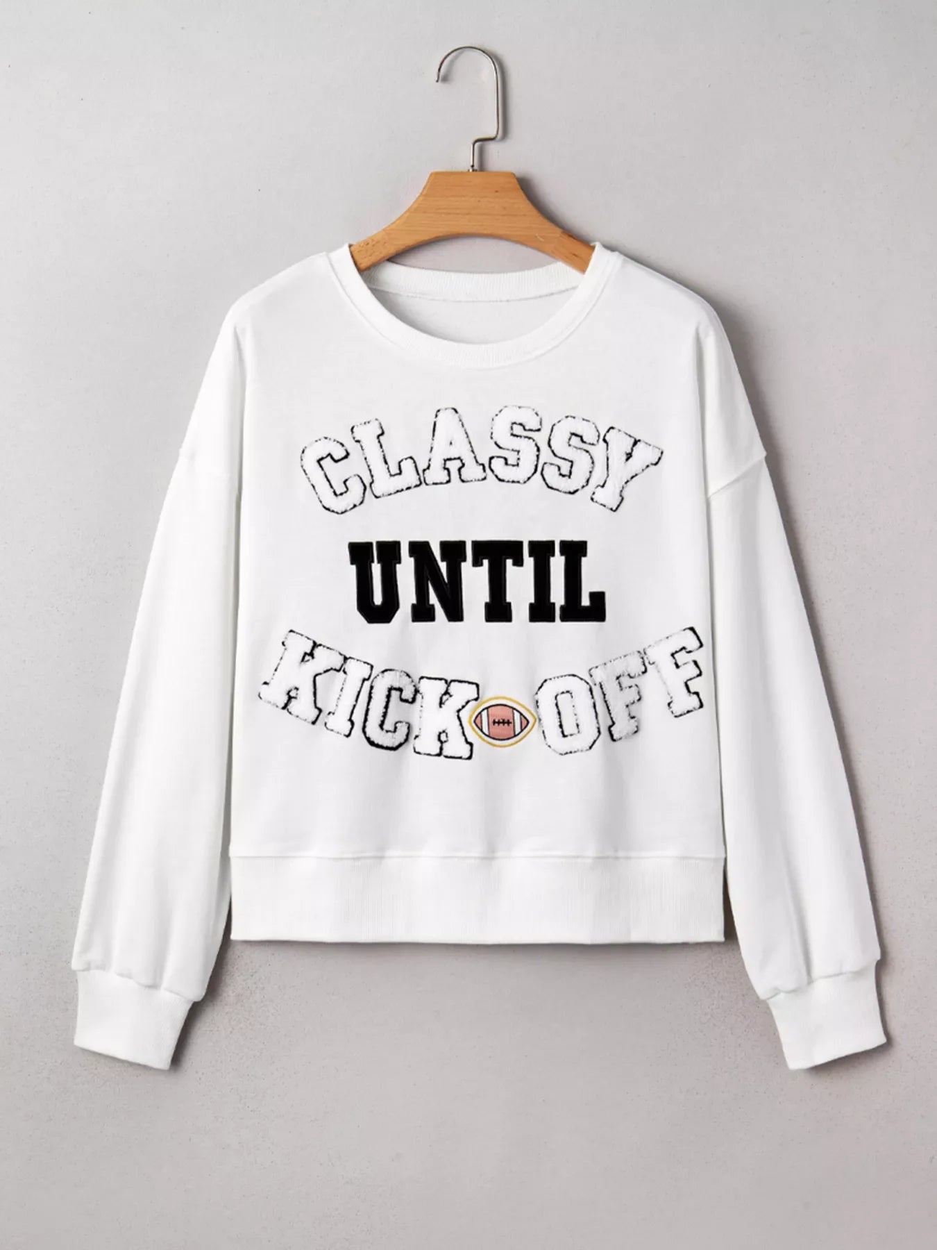 Plush Letter Patched Loose Sweatshirt