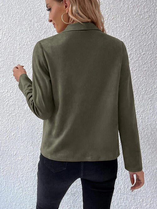 Classic Minimalist Collared Long Sleeve Jacket for Women – Minimalist & Lightweight Everyday Outerwear Stevvex