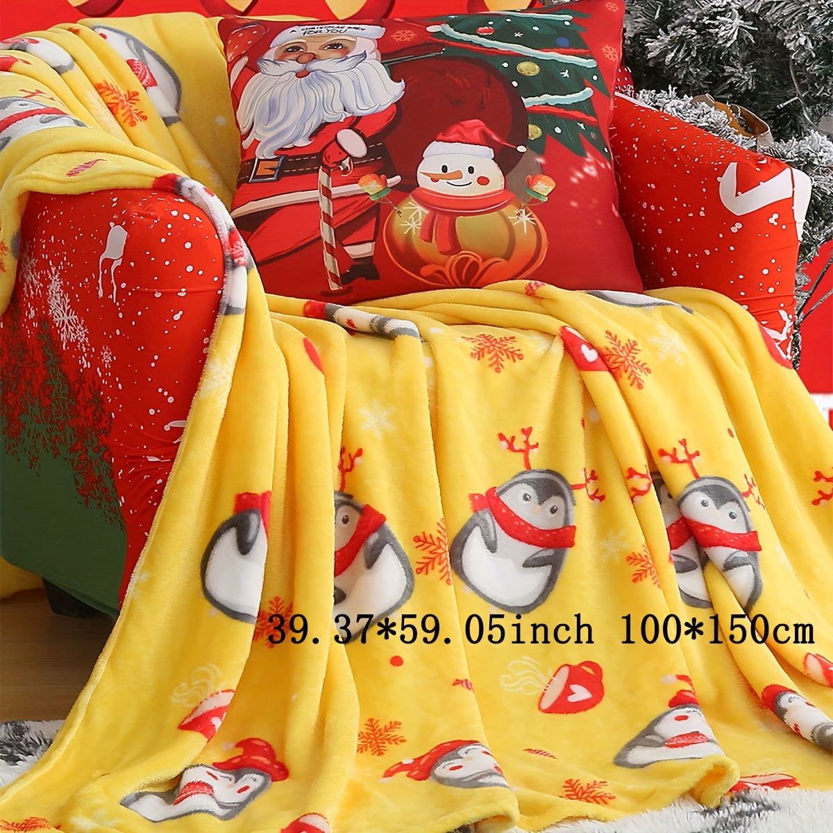 1pc Christmas Plush Bed Blanket, Soft Comfortable Blanket For Sofa Office Bed Camping Travelling Christmas Gift Lootquake LLC