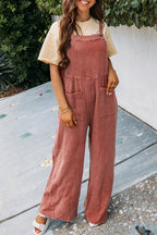 Fashion Square Neck Jumpsuit With Pockets Spring Summer Casual Solid Color Loose Overalls Womens Clothing Pi-Mart