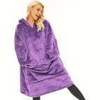 1pc, Soft And Comfortable Large Pocket Hooded Blanket, Exquisite Design, Warm Wearable Blanket For Sofa Living Room Bed Indoor And Outdoor