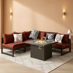 Grey Aluminum Outdoor Patio Set With Fire Pit Table Lootquake LLC