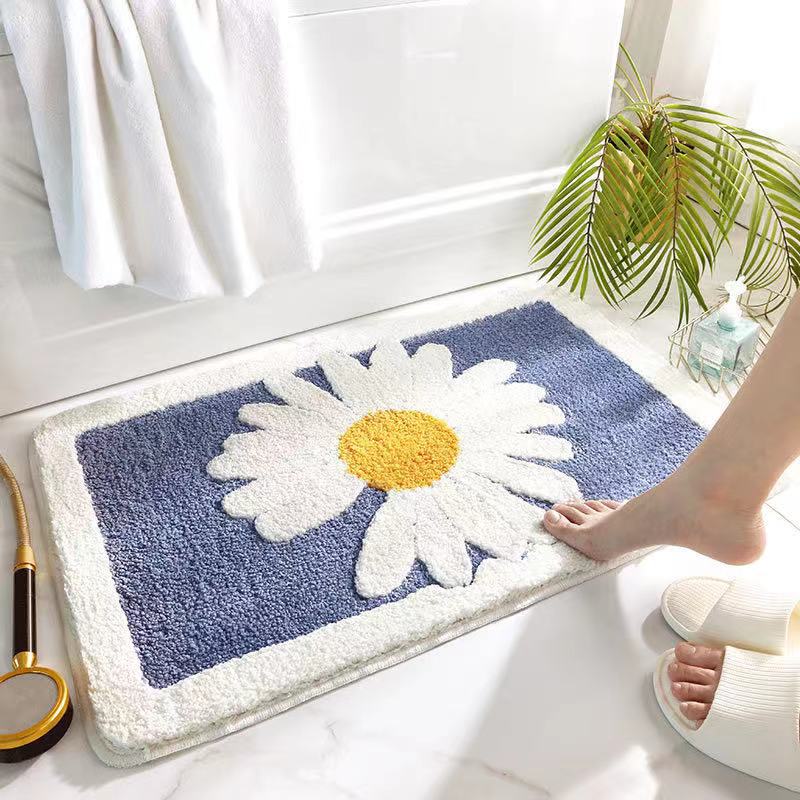 Home Bathroom Small Flower Anti-skid Foot Pad Absorbent Floor Mat Pi-Mart