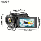 Nicamery 3.0-inch Rotating 270-degree Capacitive Touch Screen, 5K HD Digital Video Camera, 48MP Pixels, 16x Digital Zoom, Supports WIFI, HD, Six-axis Stabilization, Remote Control Manipulation, Comes With 2 Pieces Of 2000mAh Lootquake LLC