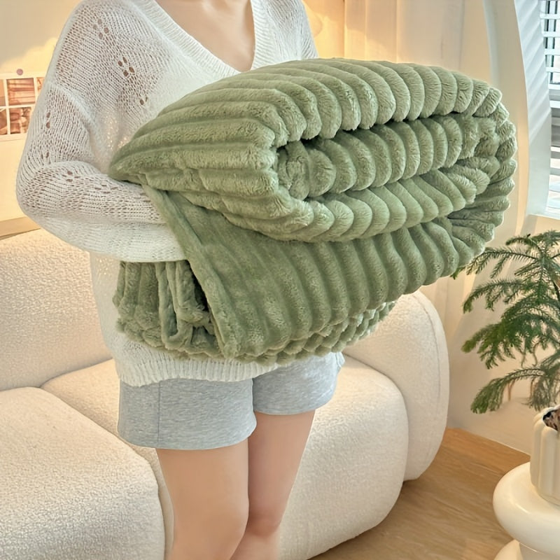 1pc Cozy Double-Sided 3D Rabbit Hair Blanket - Soft, Warm, and Fuzzy for Snuggling Up - Perfect for Office, Outdoor Camping, Sofa, and Gift Giving Lootquake LLC