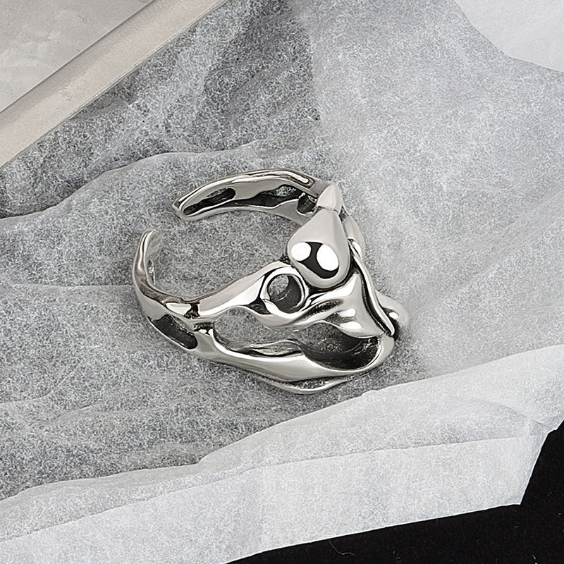 Silver Color Hollow Surface Bump Ring Pi-Mart
