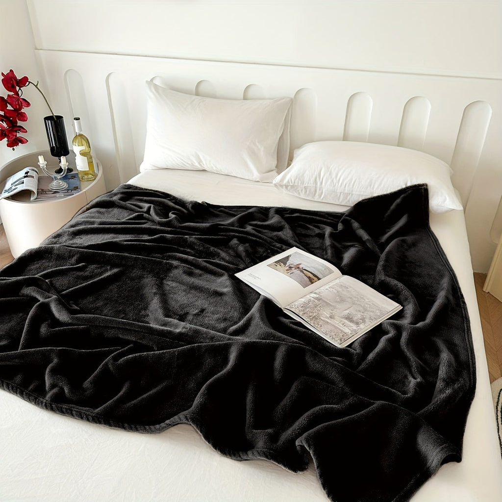 1pc Fleece Flannel Throw Blanket Super Soft Comfy And Cozy Luxury Solid Color Bed Blanket For Couch Portable Travel Blanket Cover Blanket Lootquake LLC