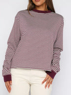 Striped Oversized Round Neck Sweatshirt