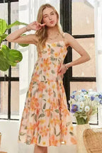 ADORA Floral Smocked Back Dress – Adjustable Strap Midi