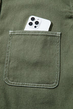Denim Button-Up Patch Pocket Collared Jacket THRIXINE