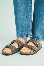 Coffee Vintage Double Buckle Comfortable Slippers
