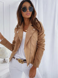 Zip-up Lapel Jacket With Pockets Ins Fashion Long Sleeve Short Tops Women's Clothing Pi-Mart