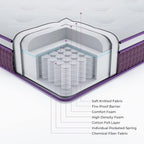 Full Mattress, 12 Inch Hybrid Full Mattress, Full Size Mattress In A Box, Plush Foam Mattress With Individually Pocketed Coils, Motion Isolation For Pressure Relief, Medium Soft Pi-Mart