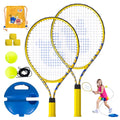 Kids Tennis Rackets 2 Pack with Tennis Trainer Rebound Balls Size 19" & 21" Tennis Training Equipment for Parent-Child Activities Portable Beginners Junior Youth Tennis Practice Kit for Boy Girl Pi-Mart