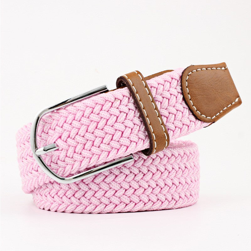 Women's Canvas Belt Student Pants Casual Stretch Braided Needle Buckle Pi-Mart