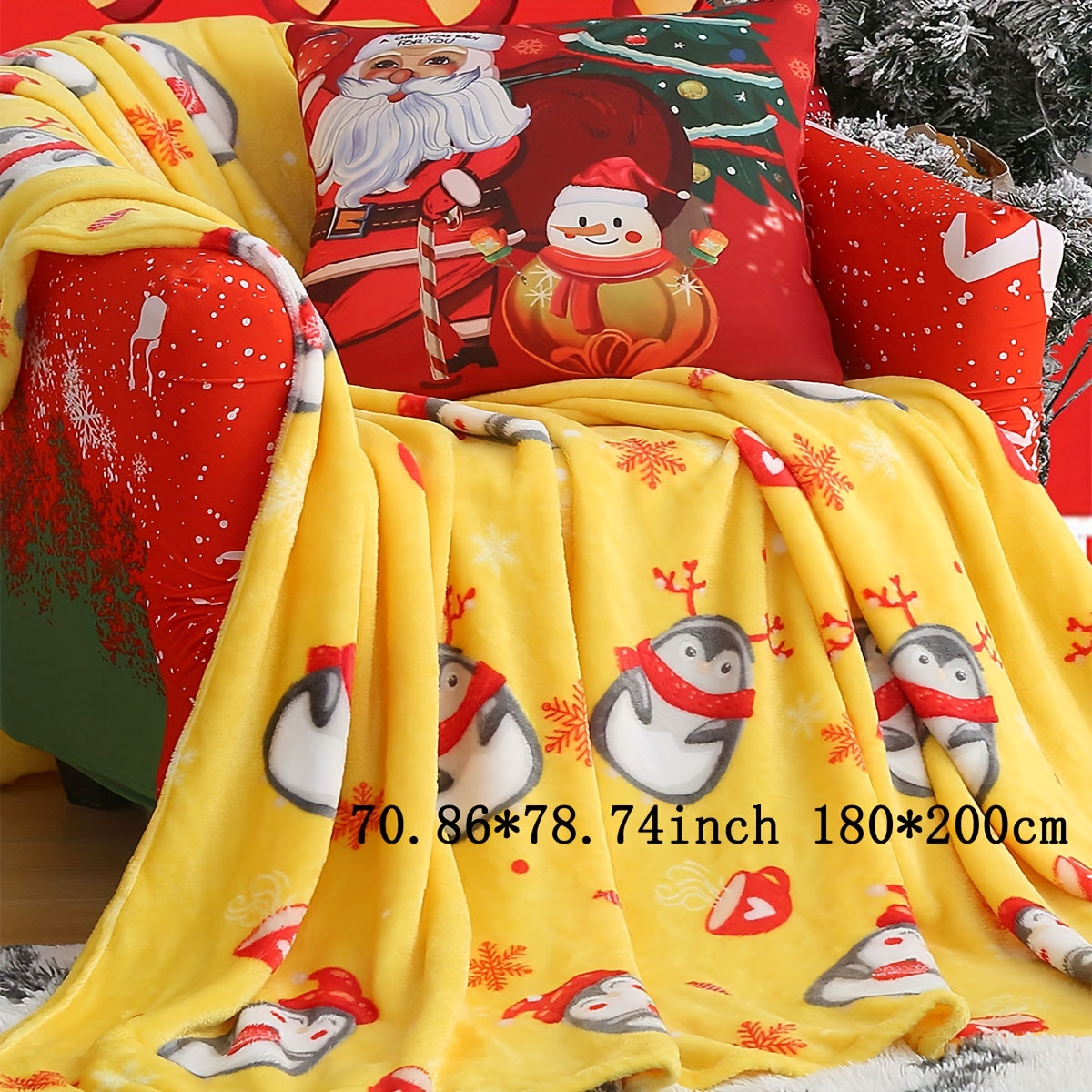 1pc Christmas Plush Bed Blanket, Soft Comfortable Blanket For Sofa Office Bed Camping Travelling Christmas Gift Lootquake LLC