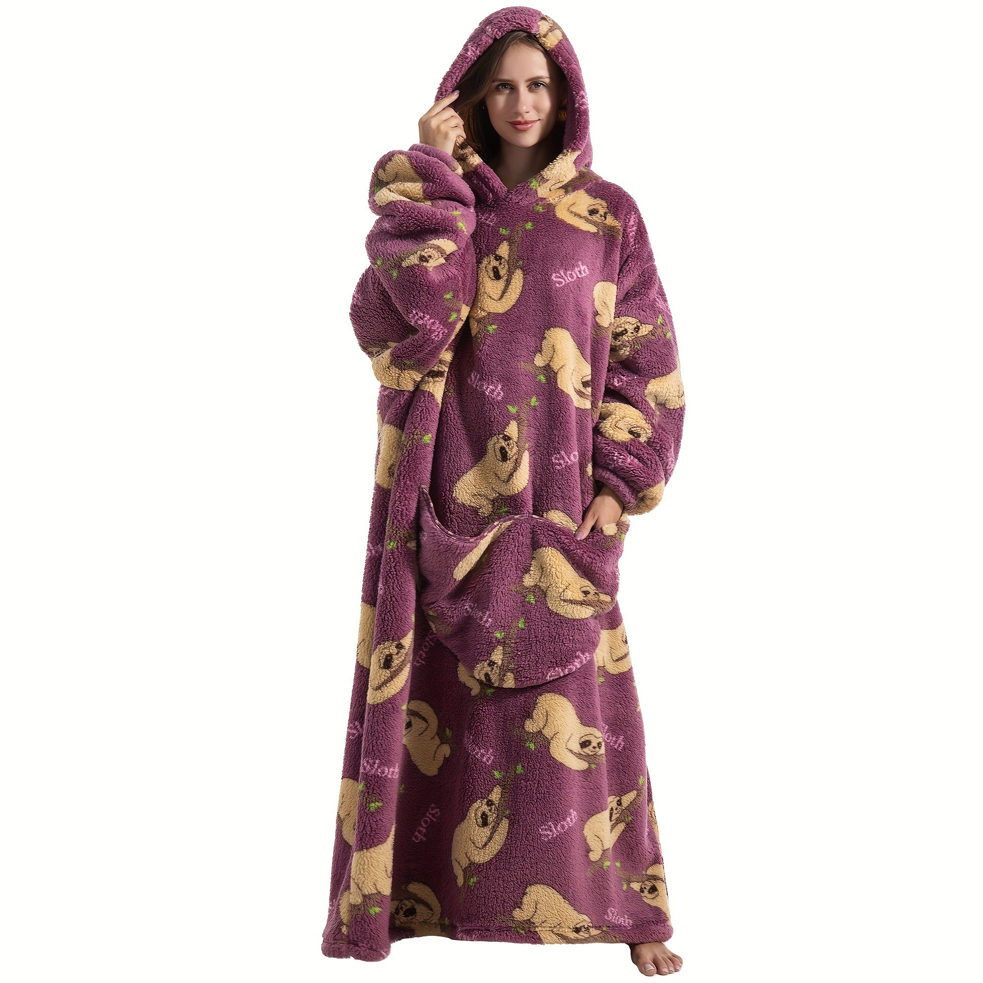1pc Extra Long Wearable Blanket Hoodie With Sleeves - Ultra Soft, Super Warm, and Cozy Fleece Oversized Hoodie Blanket with Giant Pocket for Snuggling Up - Perfect Gift for Women, Men, and Mom Lootquake LLC