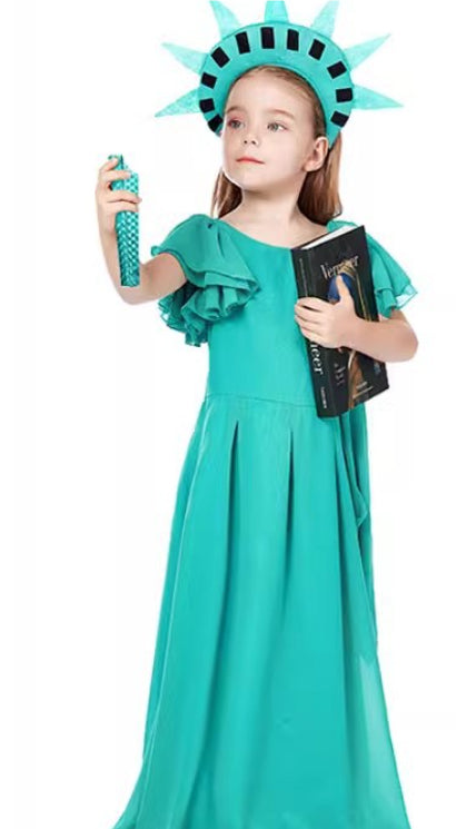 Children's Statue Of Liberty Cos Costume Ancient Greek Dress Lootquake LLC