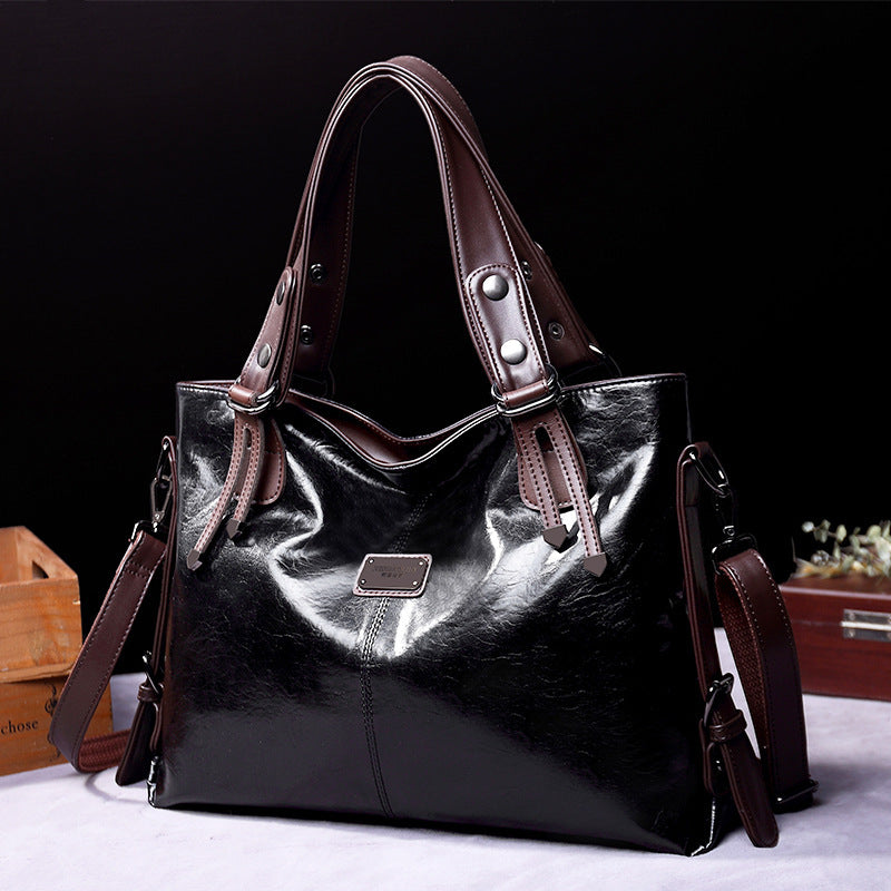 Retro Fashion Tote Casual Soft Leather Shoulder Crossbody Large Capacity Women's Bag Pi-Mart