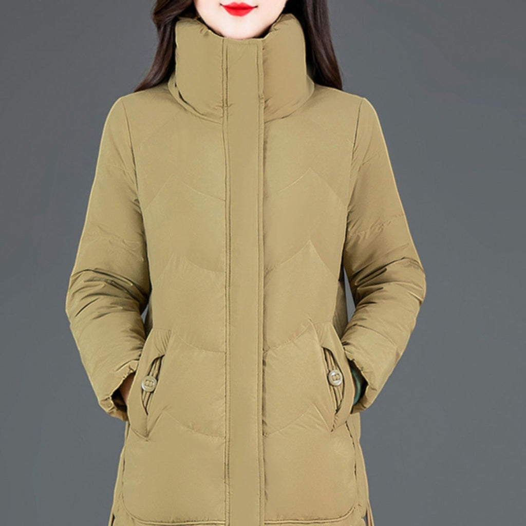 Loose Mid-length High Collar Warm Cotton Coat Jacket Pi-Mart