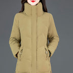 Loose Mid-length High Collar Warm Cotton Coat Jacket Pi-Mart
