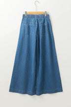 Carbon Grey Mineral Wash Button High Waist Wide Leg Jeans