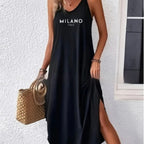 Fashion Women's Wear Solid Color Loose Vest Dress Lootquake LLC