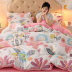 Coral Velvet Sheet Duvet Cover Double Sided Plus Velvet Thick Bedding Set Pi-Mart