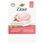 Dove Beauty Bar Soap for Women Rebalancing White Peach & Rice Milk All Skin, 3.75 oz 4 Bars