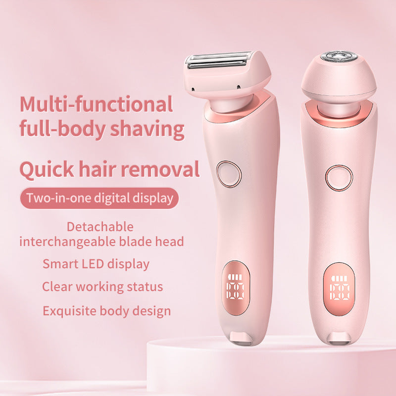 2 In 1 Hair Removal Epilator USB Rechargeable Trimmer Women Body Razor Face Leg Armpit Bikini Hand Pubic Shaver Hair Remover Pi-Mart