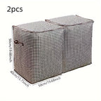 2pcs/5pcs Extra Large Capacity Stylish Houndstooth Storage Boxes - Durable, Space-Saving Closet Organizers with Handles for Easy Clothes, Blanket Storage and Organization at Home and Office Lootquake LLC