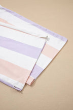 Purple Striped Colorblock High Waist Wide Leg Pants