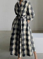 Long-sleeve Blouse Elastic Waist Swing Dress Pi-Mart