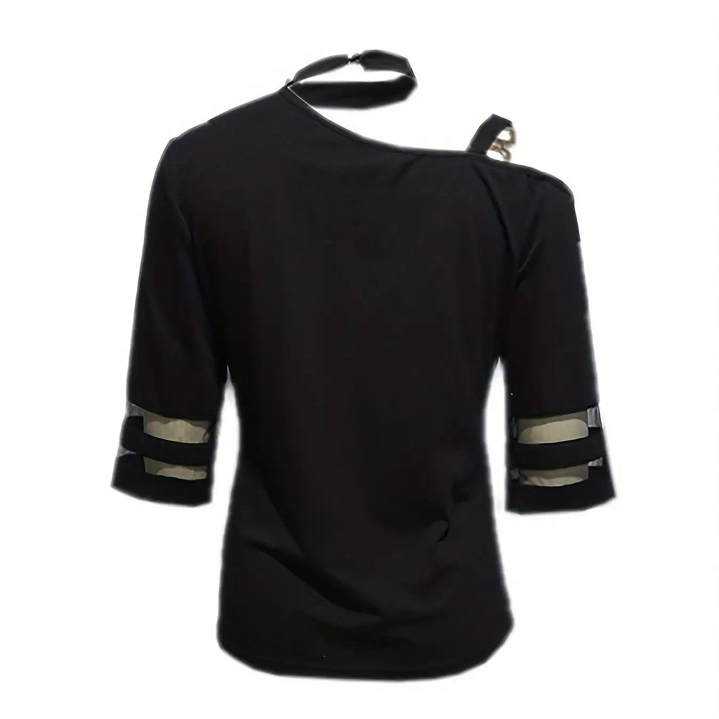 Ladies' Irregular Collar Solid Color Hanging Neck Fashion Off Shoulder Top - SJB-DIAMOND ELITES