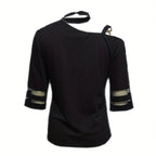 Ladies' Irregular Collar Solid Color Hanging Neck Fashion Off Shoulder Top - SJB-DIAMOND ELITES