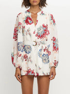 Floral Print Long Sleeve Romper