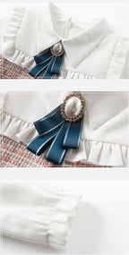 Modern Retro Vintage Handade Cute Newborn Infant Toddler Baby Girls Dress with A-line Lantern Sleeve For Girls Kids