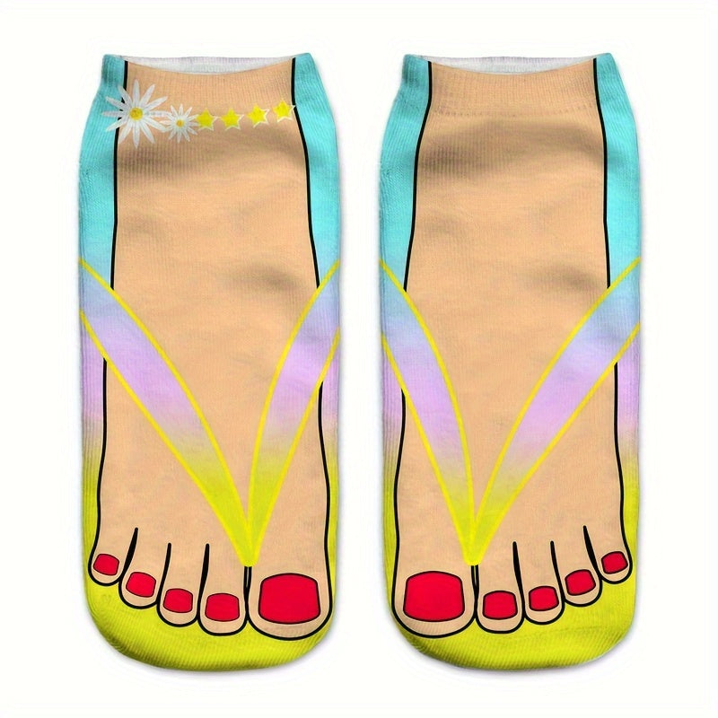 6 Pairs 3D Colorful Toe Slipper Socks, Funny & Trendy Low Cut Ankle Socks, Women's Stockings & Hosiery Lootquake LLC