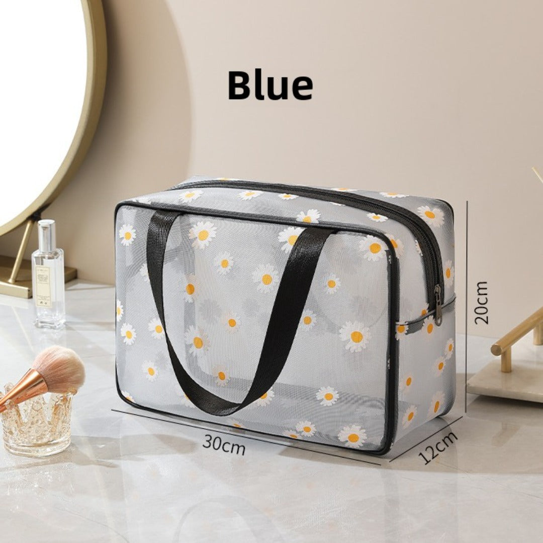 Mesh Cosmetic Bag, Small Daisy Beach Wash Bag, Travel Women's Simple Storage Bag, Go Out Portable Mesh Shower Tote Bag, - SJB-DIAMOND ELITES