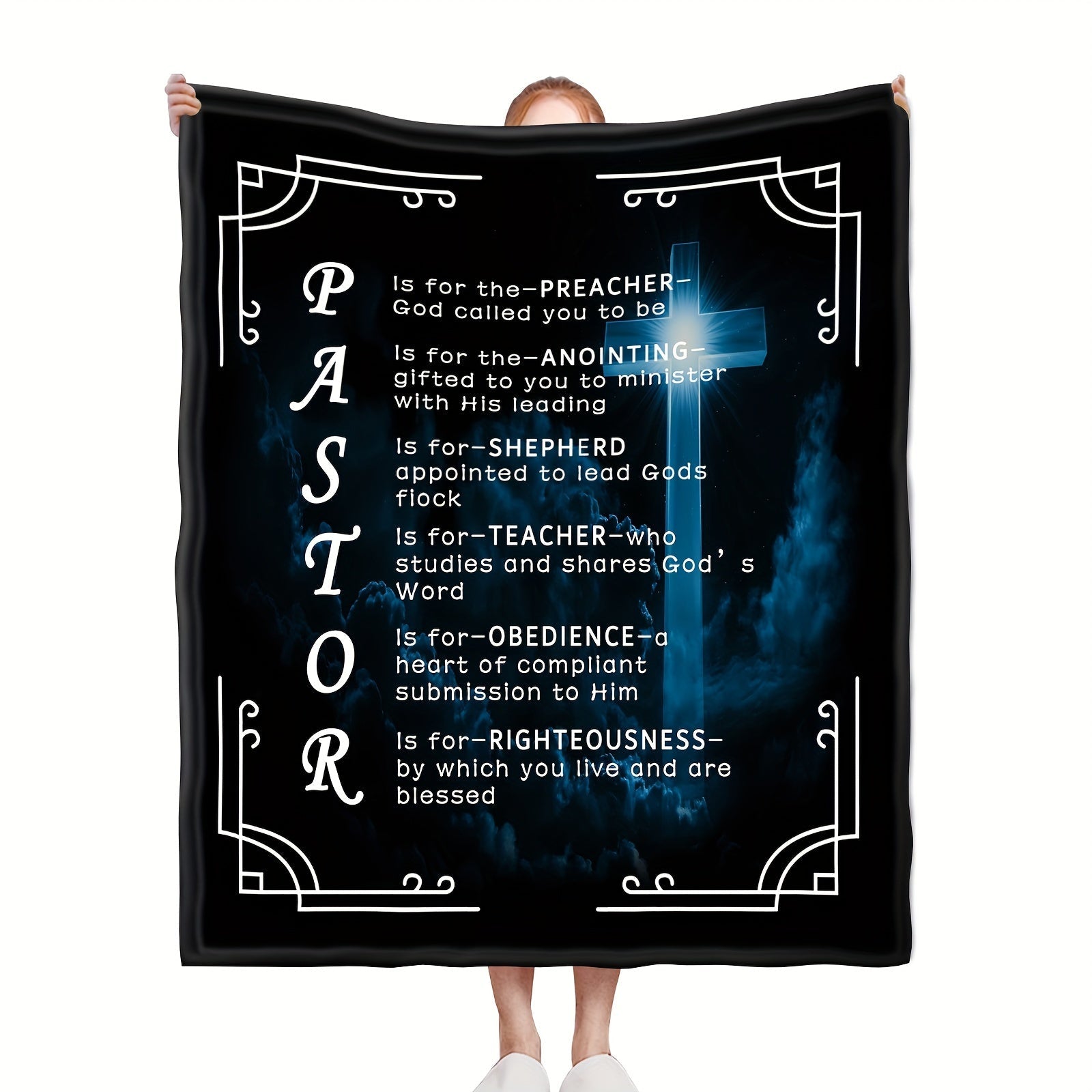 1pc, Pastor Appreciation Gifts For Men, Throw Blanket, Thank You Presents For Christmas, Pastor Appreciation Day, Birthday, Father's Day Cross Lootquake LLC
