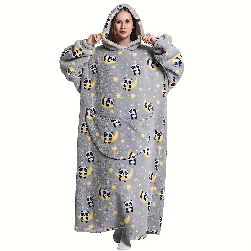 1pc Oversized Cartoon Hooded Blanket Sweatshirt, Ultra Cozy Wearable Fleece Throw for Adults, Extra Warm and Soft Pullover for Lounging, Gift Idea Lootquake LLC