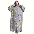 1pc Oversized Cartoon Hooded Blanket Sweatshirt, Ultra Cozy Wearable Fleece Throw for Adults, Extra Warm and Soft Pullover for Lounging, Gift Idea Lootquake LLC