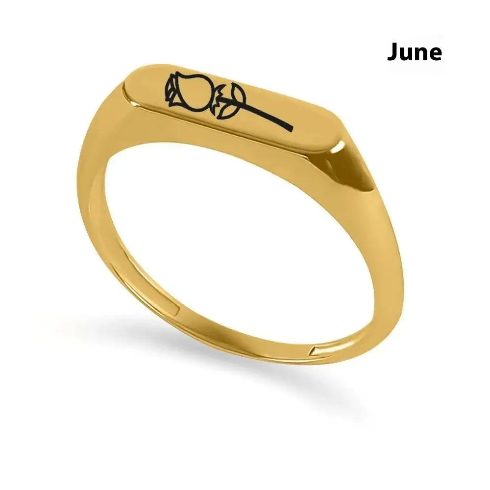 December Flowers And Plants Ring Stainless Steel Creative