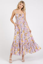 Floral Smocked Back Ruffled Hem Maxi Cami Dress For Summer – Boho Chic, Trendy, Fluttering, Feminine & Effortlessly Stylish Stevvex