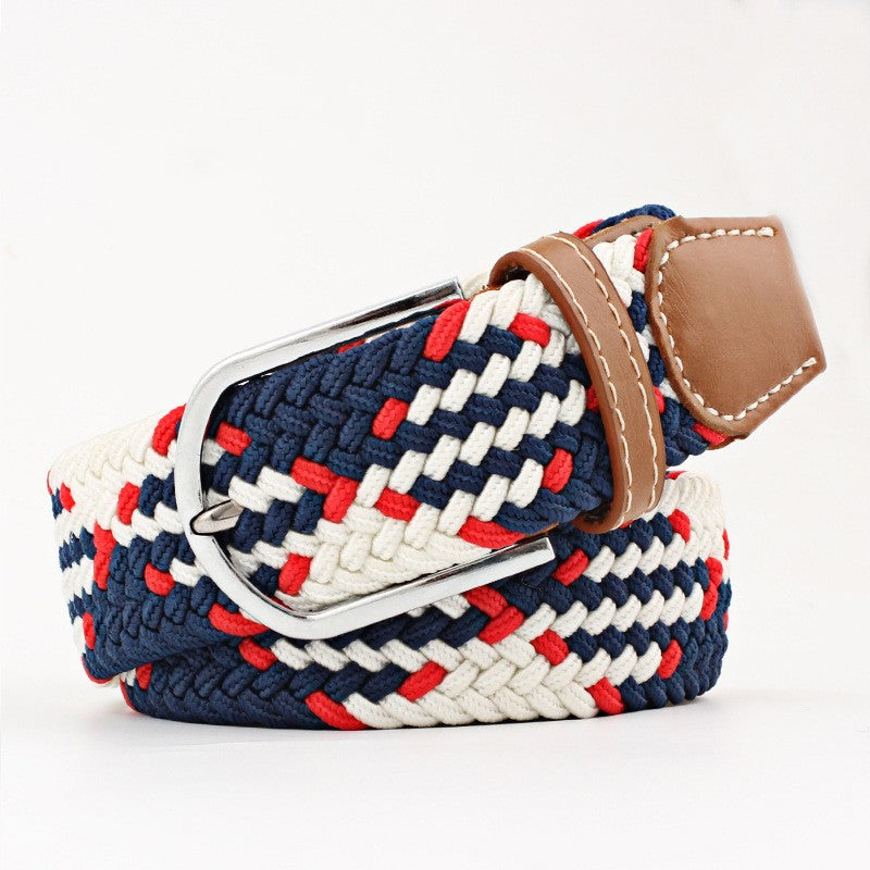 Women's Canvas Belt Student Pants Casual Stretch Braided Needle Buckle Pi-Mart