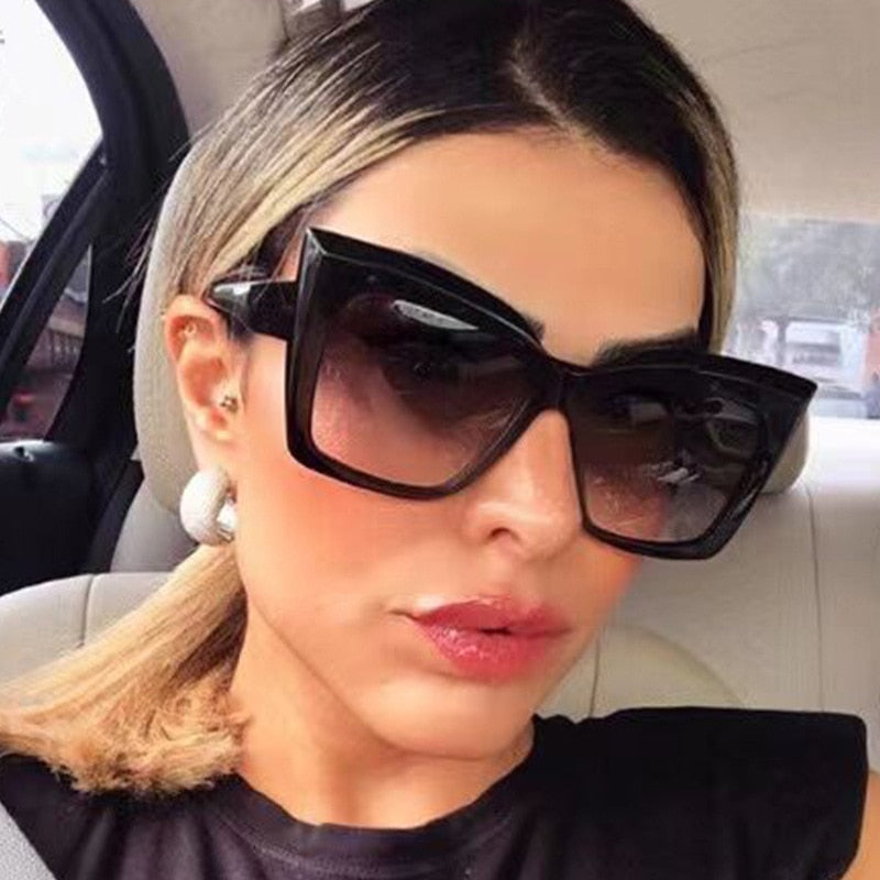 Rectangle Big Frame Cat Eye Sunglasses - SJB-DIAMOND ELITES